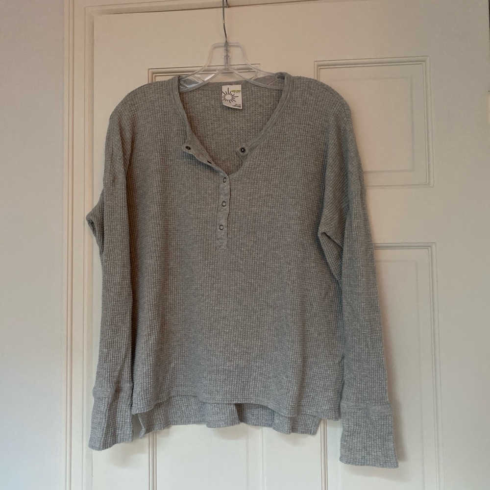 Aerie Gray Henley Sweatshirt